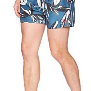 Ted Baker The World’s Your Lobster Swim Shorts Men's Bold Leaf Print Size 4 Blue